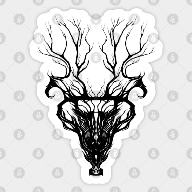 Deer spirit skull Sticker by DarksmithMiniatures
